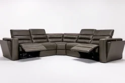 Mor Furniture Cove 5 Piece 2 Power Sectional In Gray Leather
