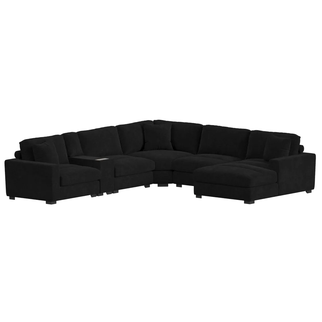 Mor Furniture Cuddle Cloud 6 Piece Chaise Sectional In Black, Left Facing