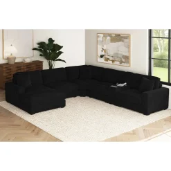 Mor Furniture Cuddle Cloud 6 Piece Chaise Sectional In Black, Left Facing