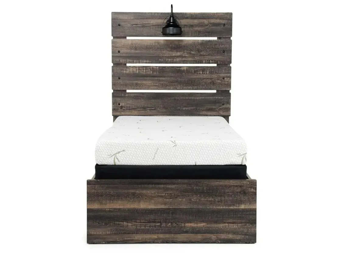 Mor Furniture Dallas Panel Bed W/ Lights In White Wash, Twin