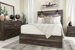 Mor Furniture Dallas Panel Bed W/ Lights In White Wash, Twin