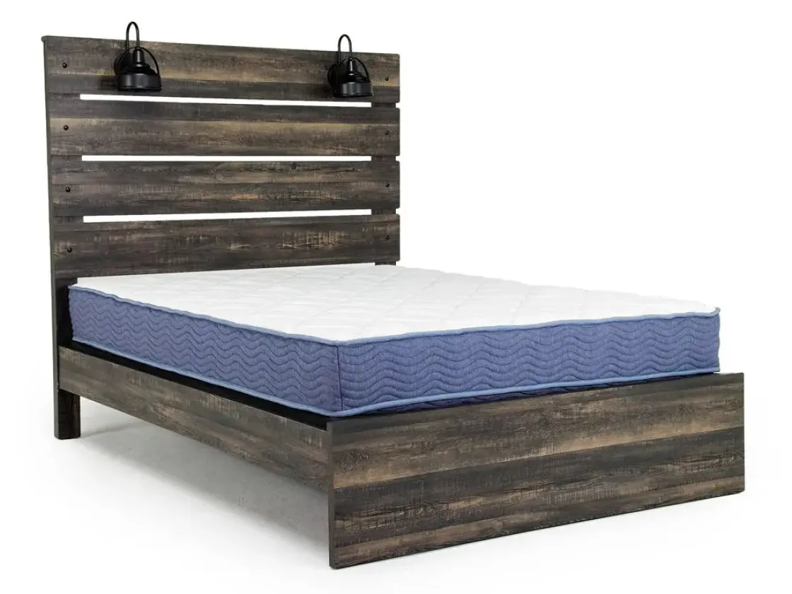 Mor Furniture Dallas Panel Bed W/ Lights In White Wash, Twin