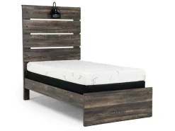 Mor Furniture Dallas Panel Bed W/ Lights In White Wash, Twin