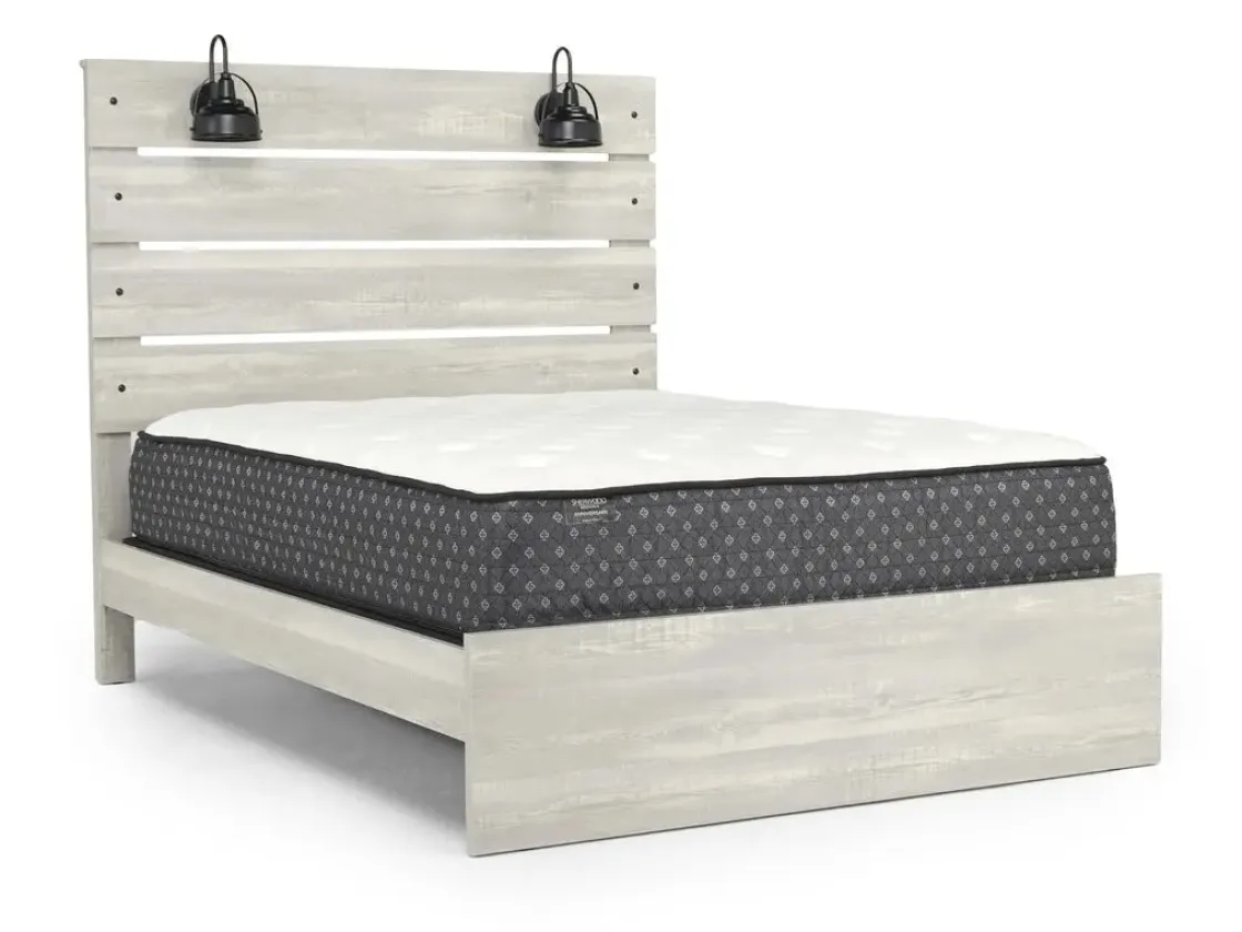 Mor Furniture Dallas Panel Bed W/ Lights In White Wash, Twin