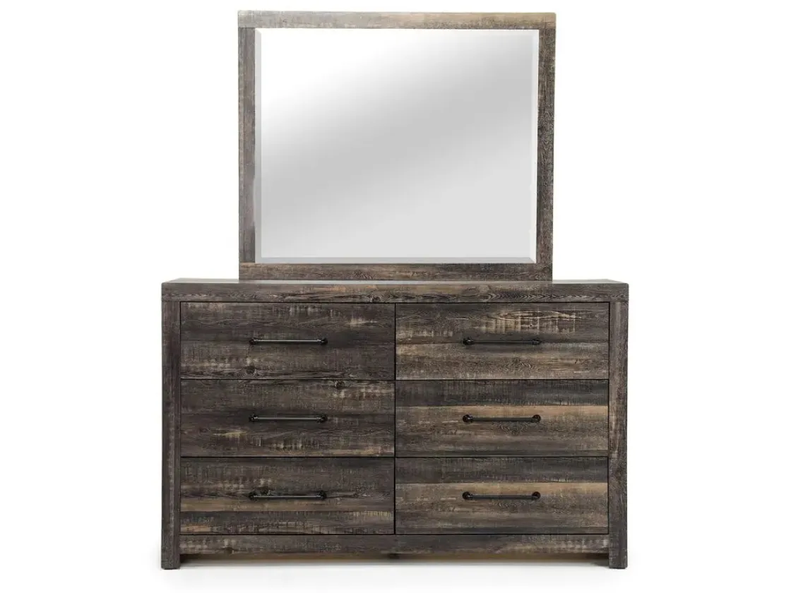Mor Furniture Dallas Panel Bed W/ Lights, Dresser, Mirror & Nightstand In White Wash, Twin