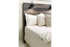 Mor Furniture Dallas Panel Bed W/ Lights, Dresser, Mirror & Nightstand In White Wash, Twin