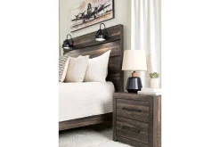 Mor Furniture Dallas Panel Bed W/ Lights, Dresser, Mirror & Nightstand In White Wash, Twin