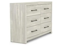 Mor Furniture Dallas Panel Bed W/ Lights, Dresser, Mirror & Nightstand In White Wash, Twin