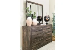 Mor Furniture Dallas Panel Bed W/ Lights, Dresser, Mirror & Nightstand In White Wash, Twin