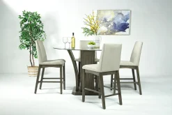 Mor Furniture Dapper Round Counter Height Dining Table & 4 Stools In Gray