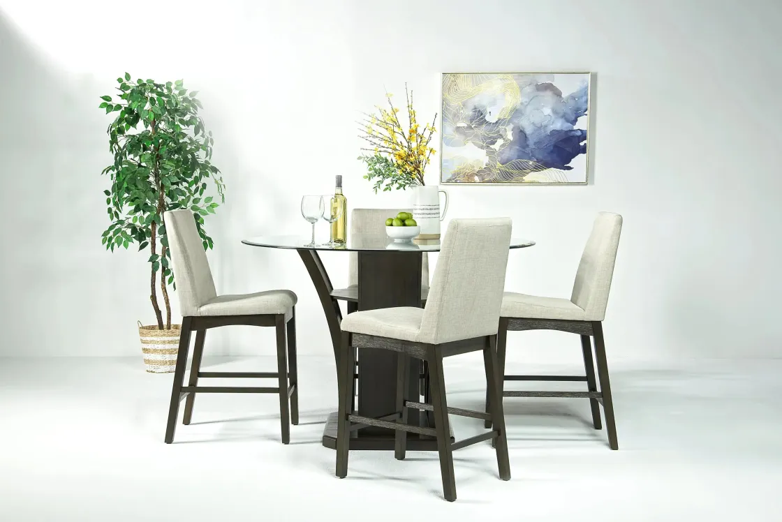 Mor Furniture Dapper Round Counter Height Dining Table & 4 Stools In Gray