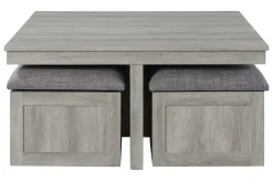 Mor Furniture Dawson Coffee Table W/ 4 Storage Stools In Gray