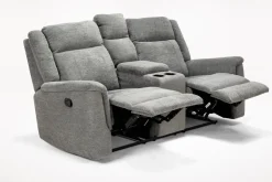 Mor Furniture Derby Reclining Console Loveseat In Light Gray