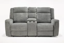 Mor Furniture Derby Reclining Sofa & Console Loveseat In Gray