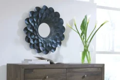 Mor Furniture Deunoro Circle Mirror In Blue
