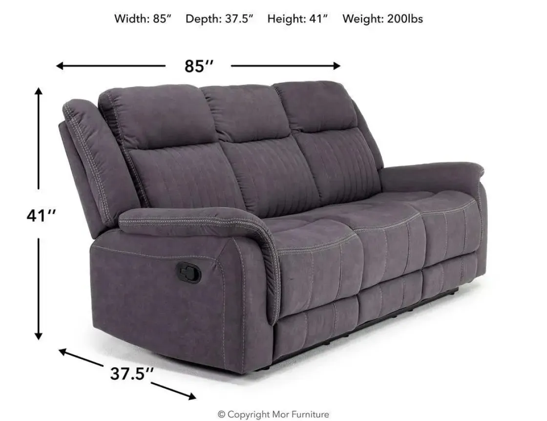 Mor Furniture Diamond Reclining Sofa In Gray