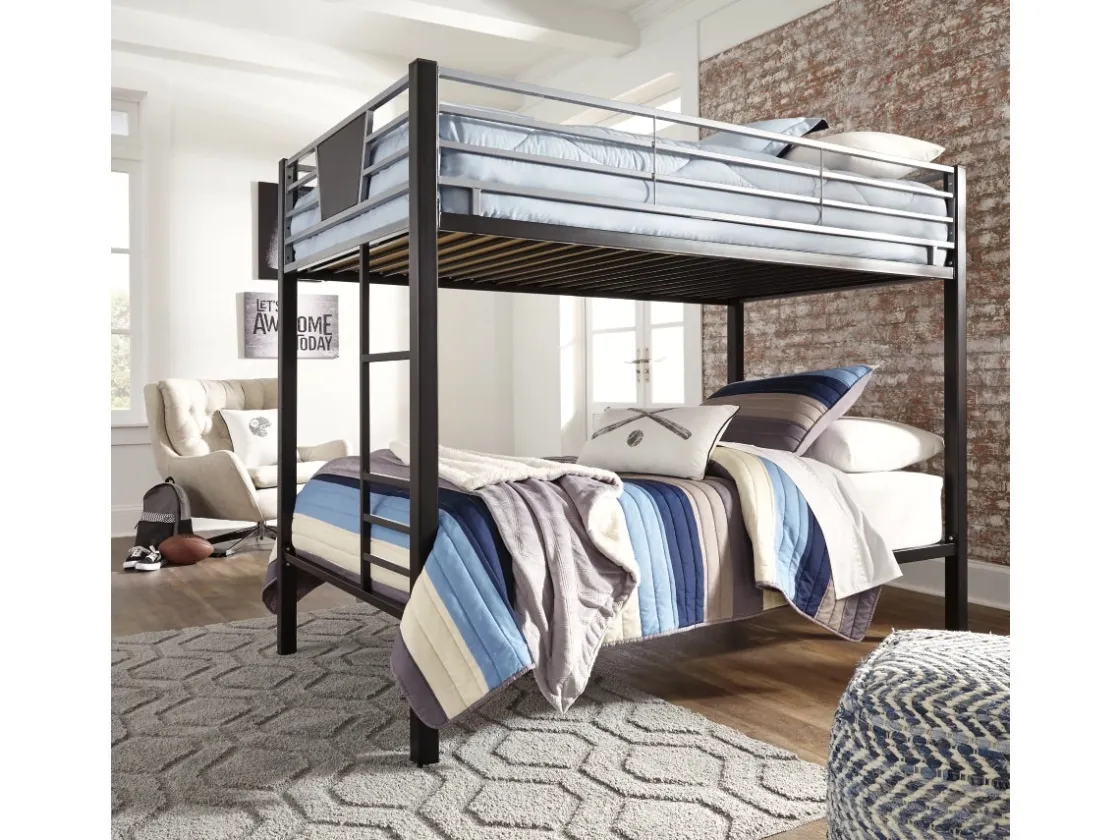 Kids Mor Furniture Dinsmore Bunk Bed In Black/Gray, Twin/Twin