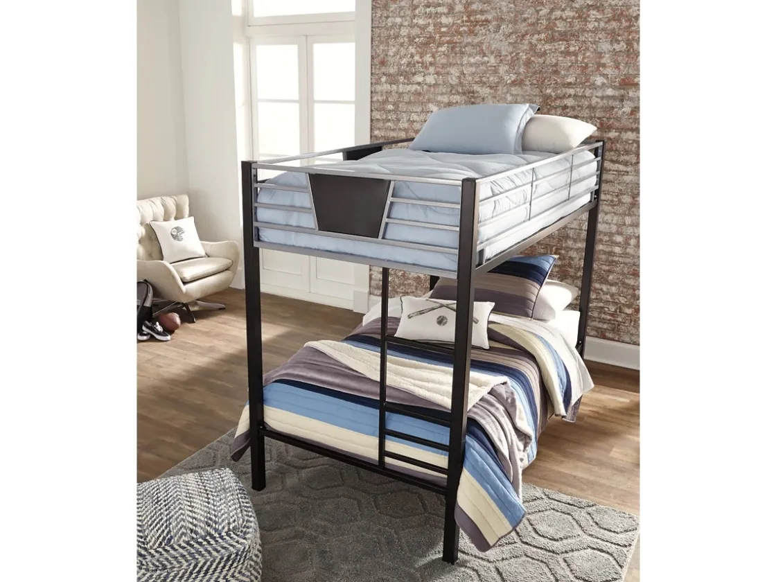 Kids Mor Furniture Dinsmore Bunk Bed In Black/Gray, Twin/Twin