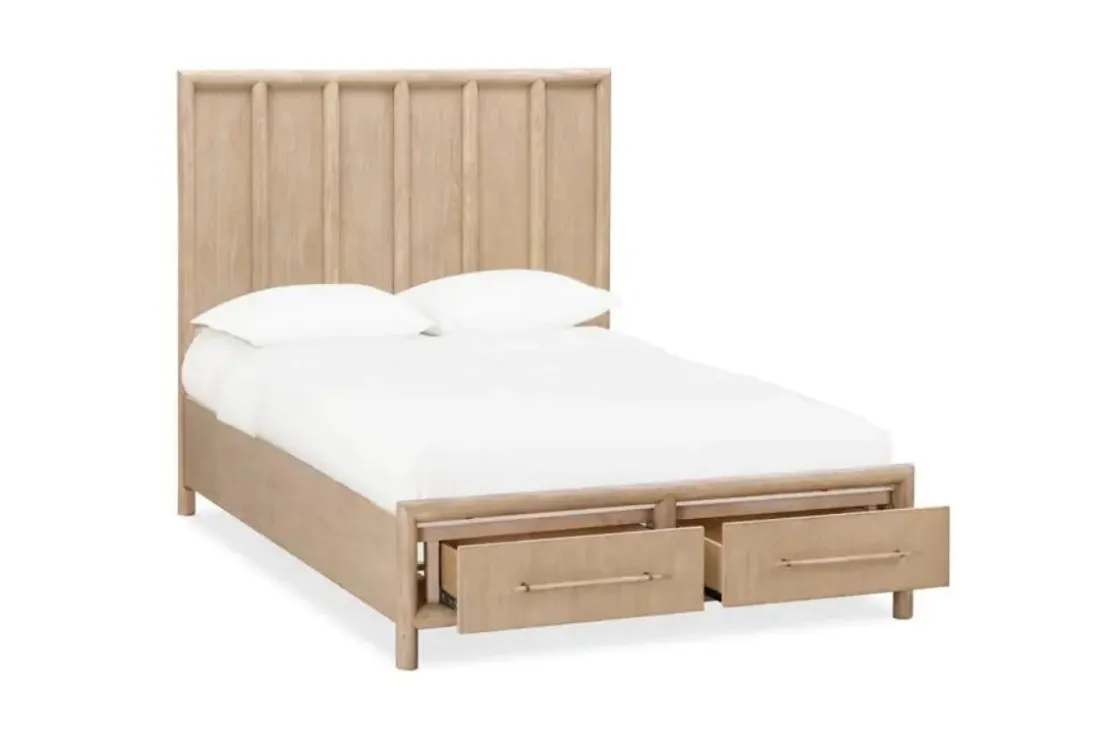Mor Furniture Dorsey Panel Bed, Dresser, Mirror & 2 Drawer Nightstand In Granola, Queen