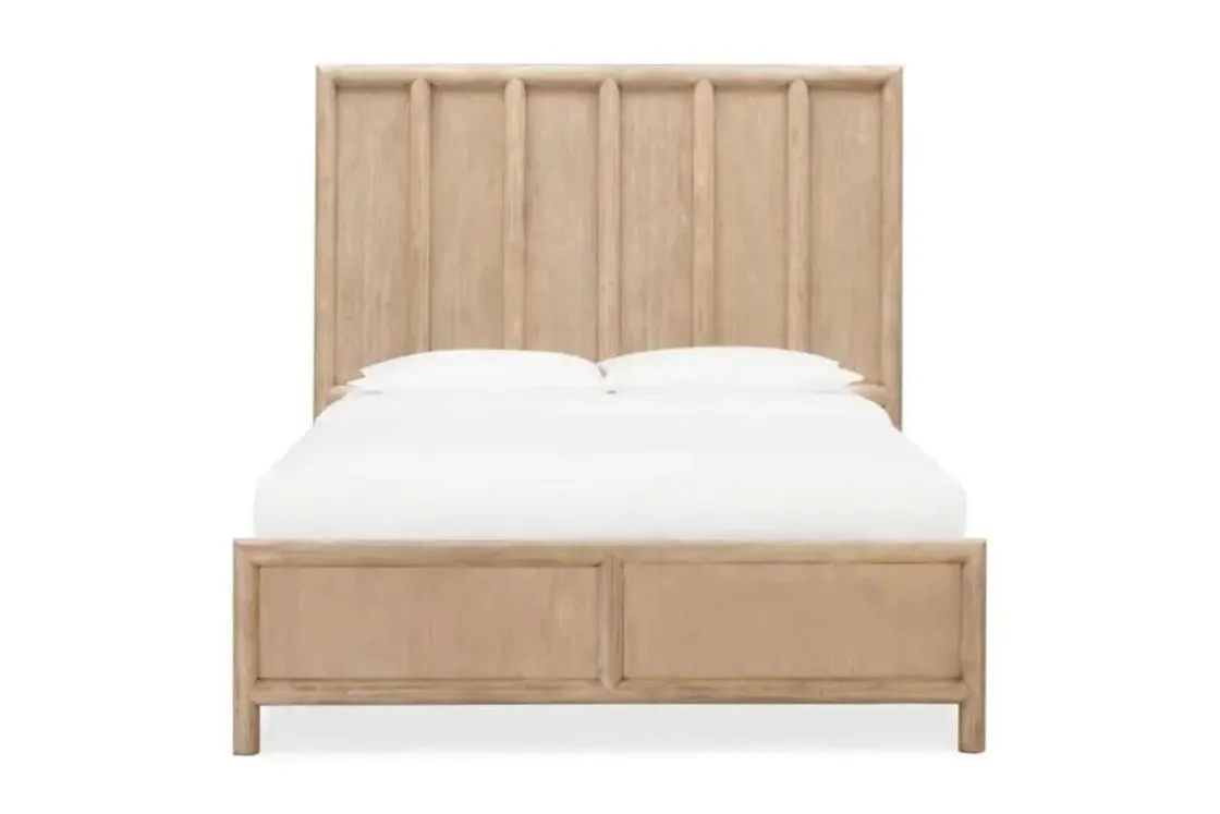 Mor Furniture Dorsey Panel Bed, Dresser, Mirror & 2 Drawer Nightstand In Granola, Queen