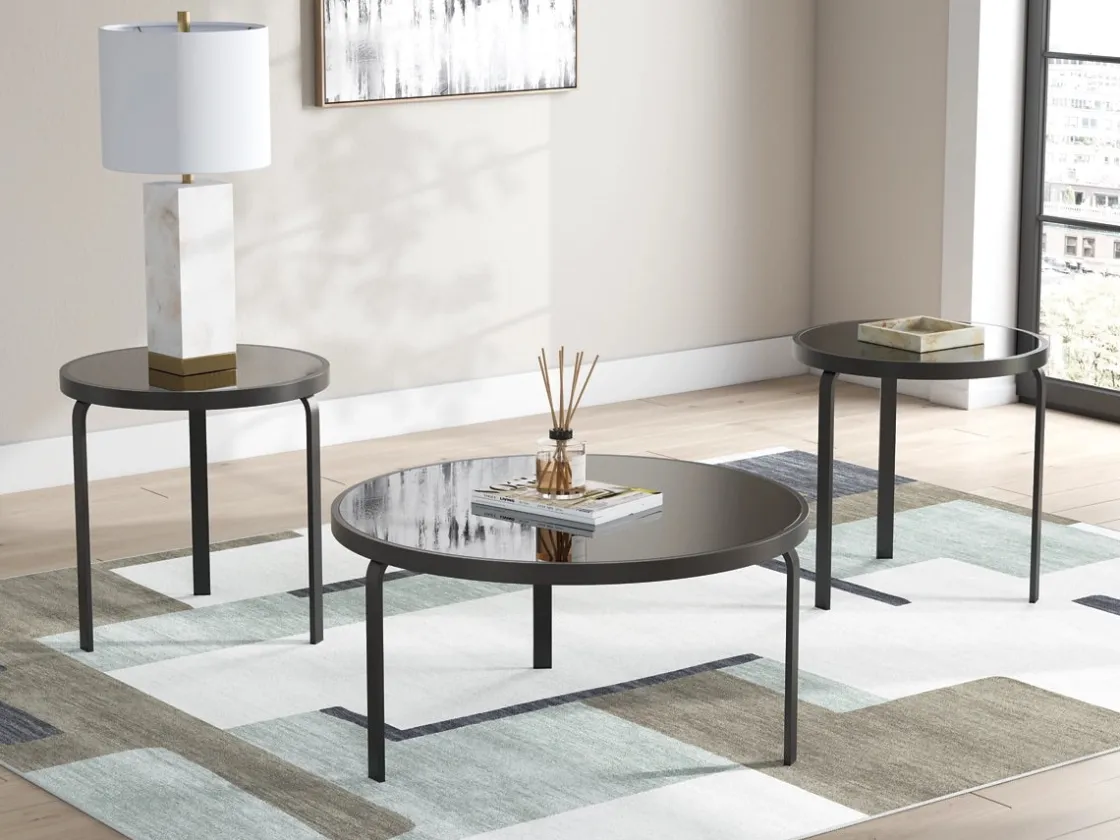 Mor Furniture Dorylin Coffee Table W/ 2 End Tables In Black