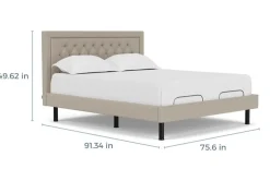 Mor Furniture Duo Linen Adjustable Foundation Bed In Natural, Queen