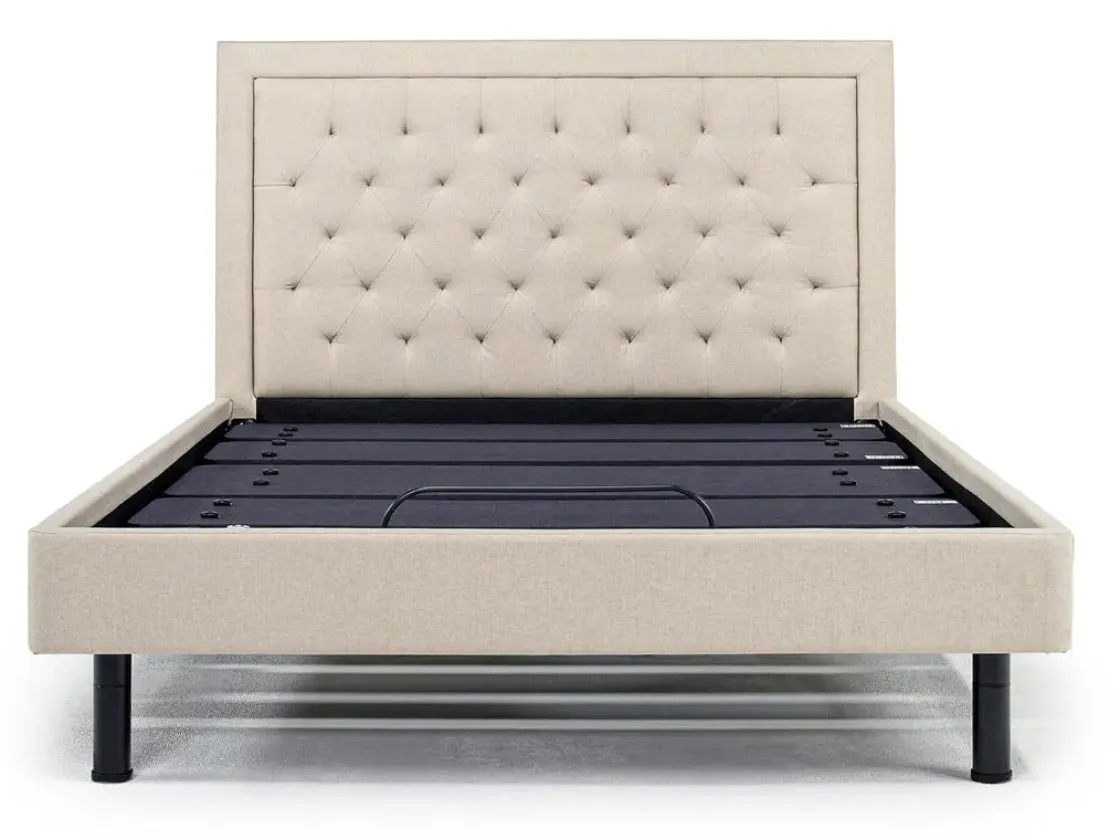 Mor Furniture Duo Linen Adjustable Foundation Bed In Natural, Queen