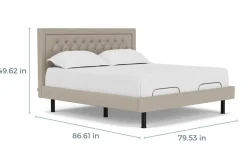 Mor Furniture Duo Linen Adjustable Foundation Bed In Natural, Queen
