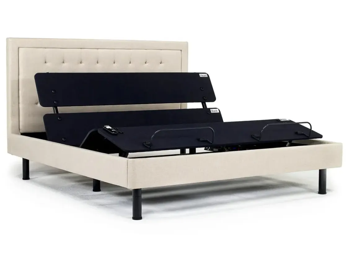 Mor Furniture Duo Linen Adjustable Foundation Bed In Natural, Queen
