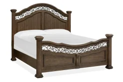 Mor Furniture Durango Panel Bed, Dresser, Mirror & 3 Drawer Nightstand In Fawn, Queen