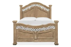 Mor Furniture Durango Panel Bed, Dresser, Mirror & 3 Drawer Nightstand In Fawn, Queen