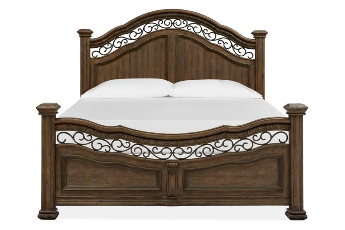 Mor Furniture Durango Panel Bed, Dresser, Mirror & 3 Drawer Nightstand In Fawn, Queen