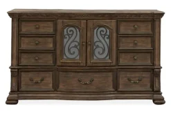 Mor Furniture Durango Panel Bed, Dresser, Mirror & 3 Drawer Nightstand In Fawn, Queen