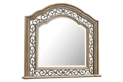 Mor Furniture Durango Panel Bed, Dresser, Mirror & 3 Drawer Nightstand In Fawn, Queen
