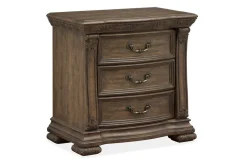 Mor Furniture Durango Panel Bed, Dresser, Mirror & 3 Drawer Nightstand In Fawn, Queen