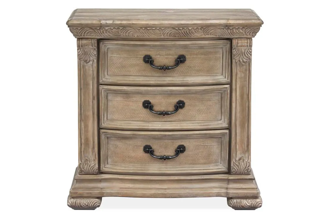 Mor Furniture Durango Panel Bed, Dresser, Mirror & 3 Drawer Nightstand In Fawn, Queen