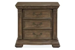 Mor Furniture Durango Panel Bed, Dresser, Mirror & 3 Drawer Nightstand In Fawn, Queen