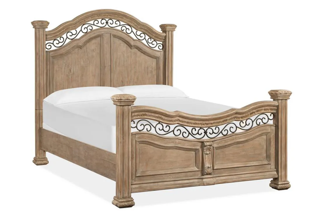Mor Furniture Durango Panel Bed, Dresser, Mirror & 3 Drawer Nightstand In Fawn, Queen