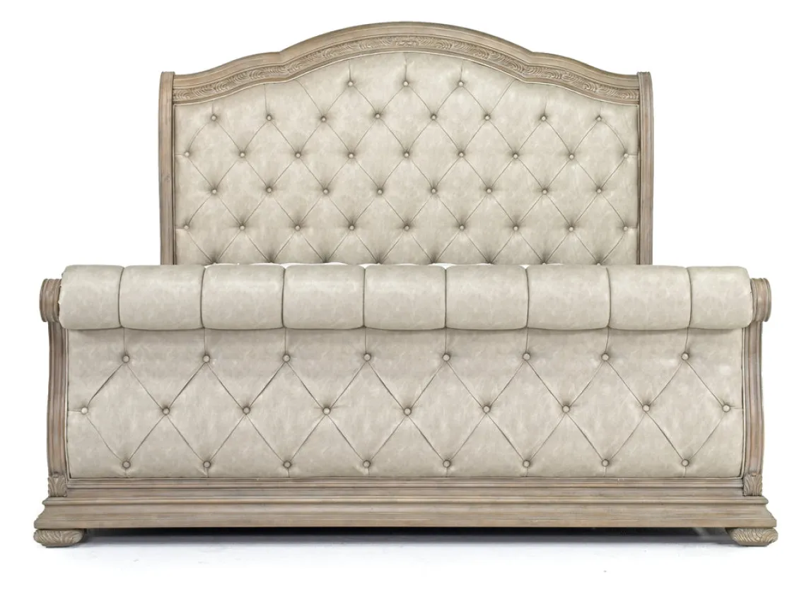 Mor Furniture Durango Sleigh Bed, Dresser, Mirror & 3 Drawer Nightstand In Fawn, Queen