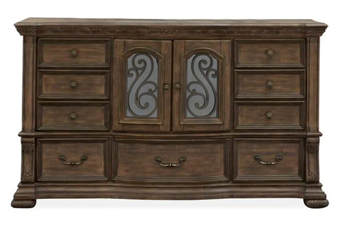 Mor Furniture Durango Sleigh Bed, Dresser, Mirror & 3 Drawer Nightstand In Fawn, Queen