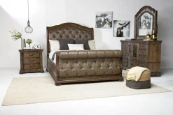 Mor Furniture Durango Sleigh Bed, Dresser, Mirror & 3 Drawer Nightstand In Fawn, Queen