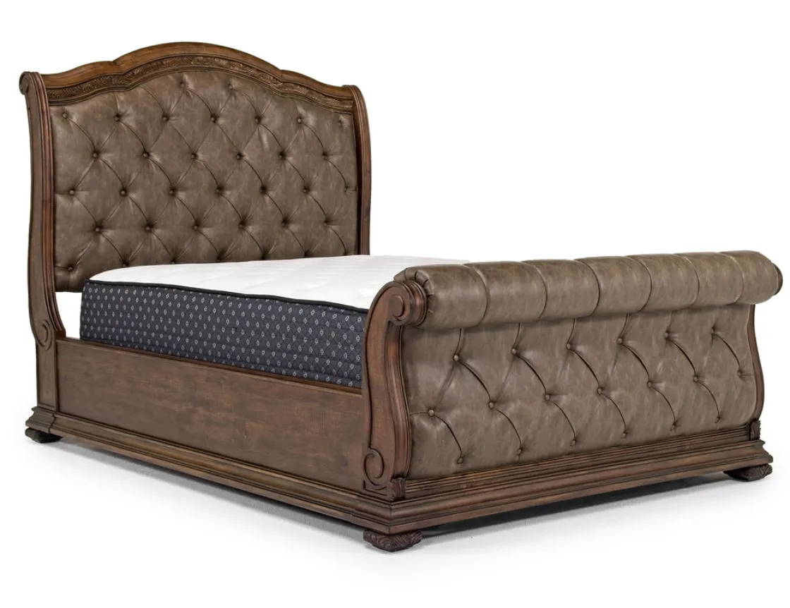 Mor Furniture Durango Sleigh Bed, Dresser, Mirror & 3 Drawer Nightstand In Fawn, Queen