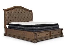 Mor Furniture Durango Sleigh Bed W/ Storage, Dresser, Mirror & 3 Drawer Nightstand In Fawn, Queen