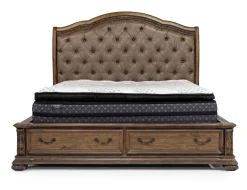 Mor Furniture Durango Sleigh Bed W/ Storage, Dresser, Mirror & 3 Drawer Nightstand In Fawn, Queen