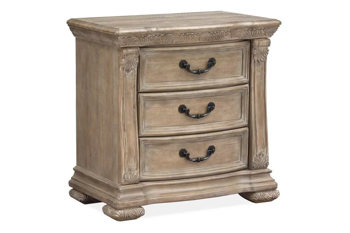 Mor Furniture Durango Sleigh Bed W/ Storage, Dresser, Mirror & 3 Drawer Nightstand In Fawn, Queen