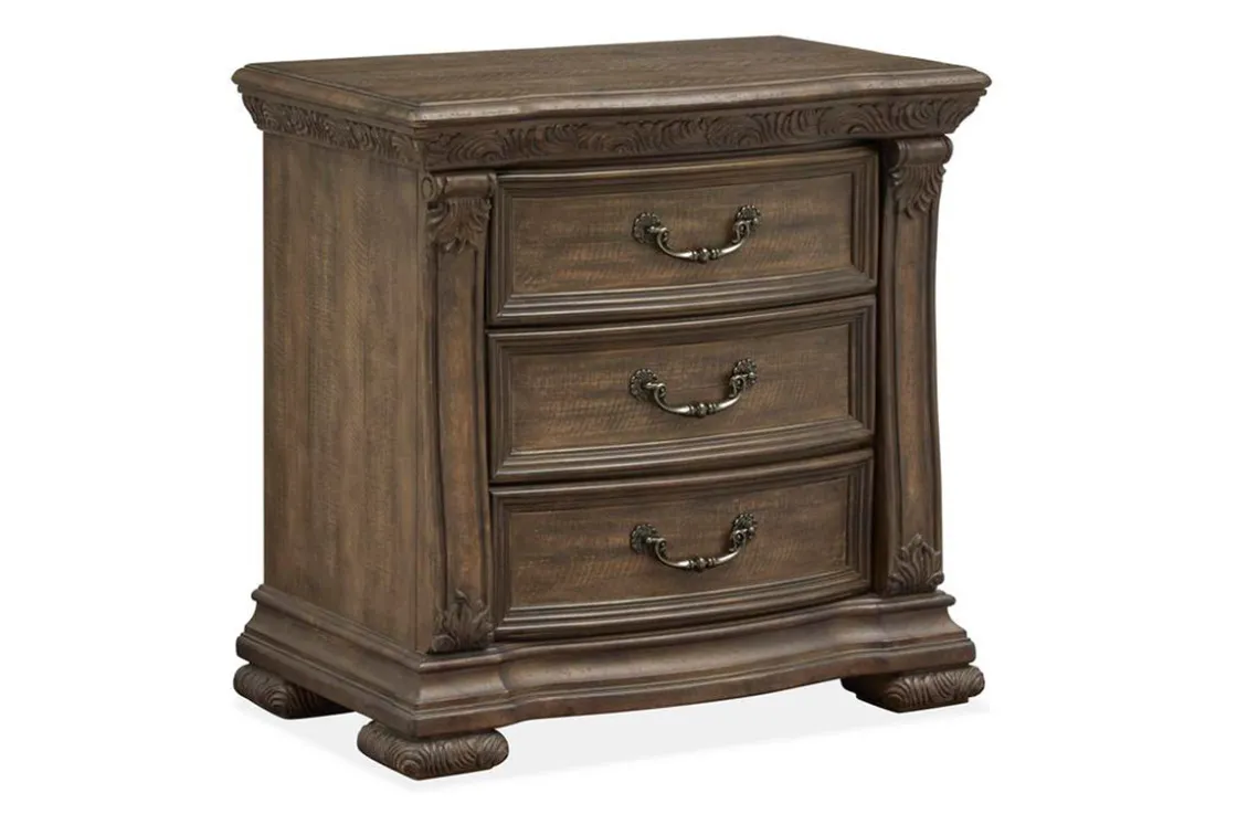 Mor Furniture Durango Sleigh Bed W/ Storage, Dresser, Mirror & 3 Drawer Nightstand In Fawn, Queen