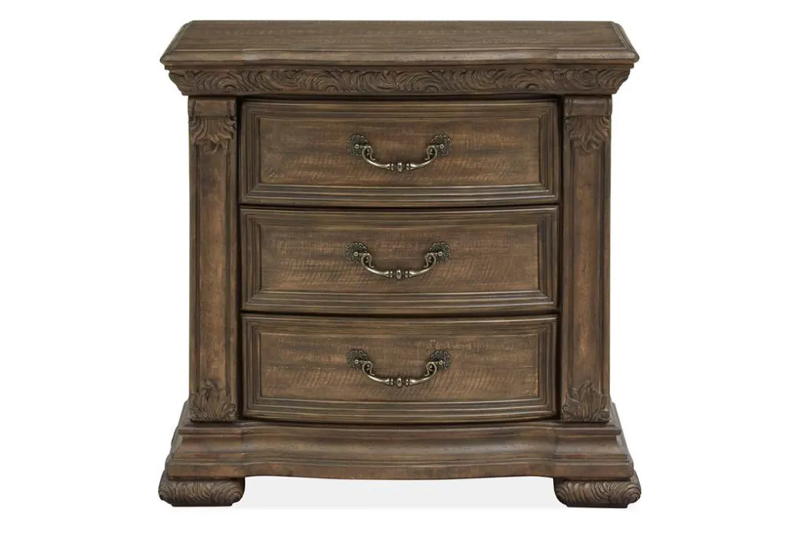 Mor Furniture Durango Sleigh Bed W/ Storage, Dresser, Mirror & 3 Drawer Nightstand In Fawn, Queen