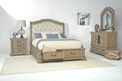 Mor Furniture Durango Upholstered Sleigh Bed W/ Storage In Fawn, Queen
