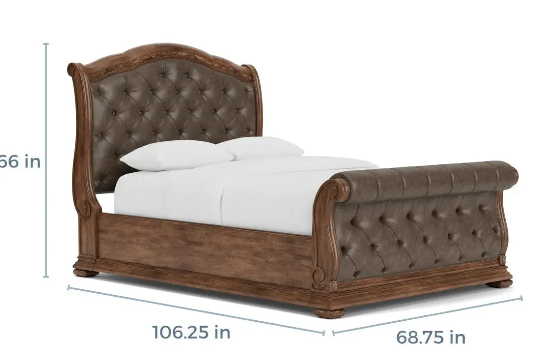 Mor Furniture Durango Upholstered Sleigh Bed In Fawn, Queen