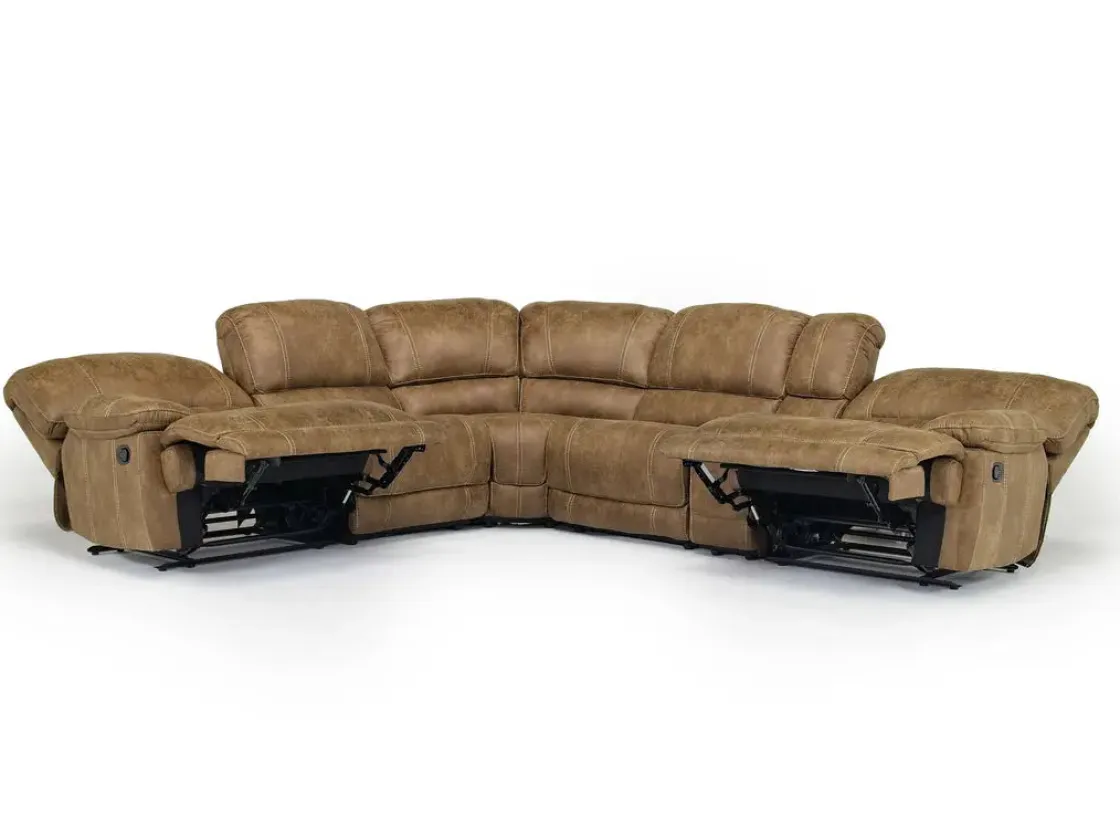 Mor Furniture Dusty 6 Piece Reclining Sectional In Bonanza Silt
